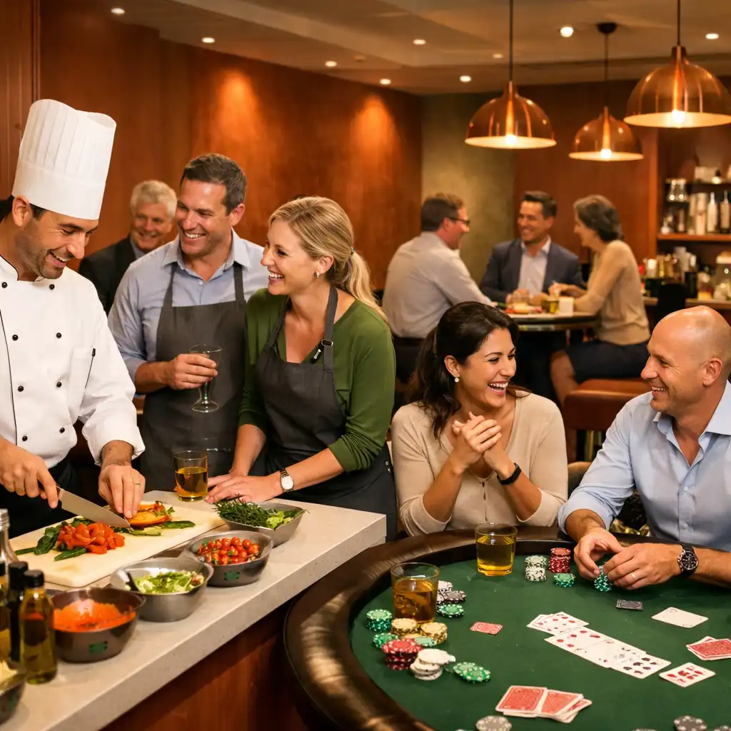 Firmowy event integracyjny łączący warsztat kulinarny i stół pokerowy